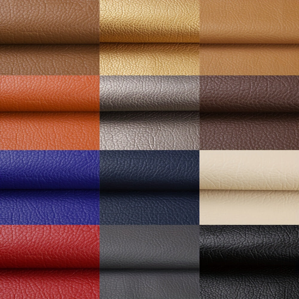 Faux Leather Upholstery Fabric 2 Yards with Backing, Listed 54-Inch Width and 0.7 mm Thickness, Leather-Textured Material in Multiple Colors for DIY Sewing