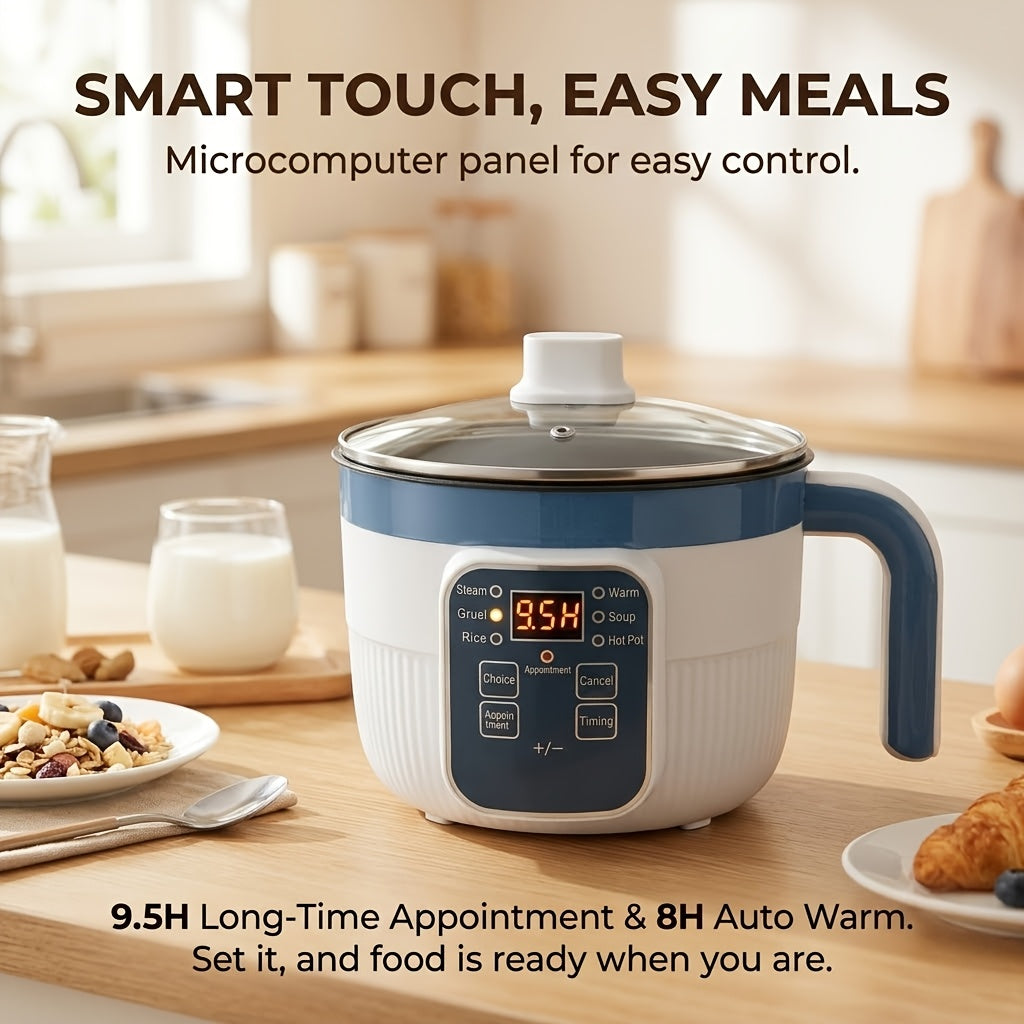 Mini Electric Cooking Pot with Listed Six Modes, White Single- or Double-Layer Options for Steaming, Rice, Soup and Pasta in Small Household Kitchens