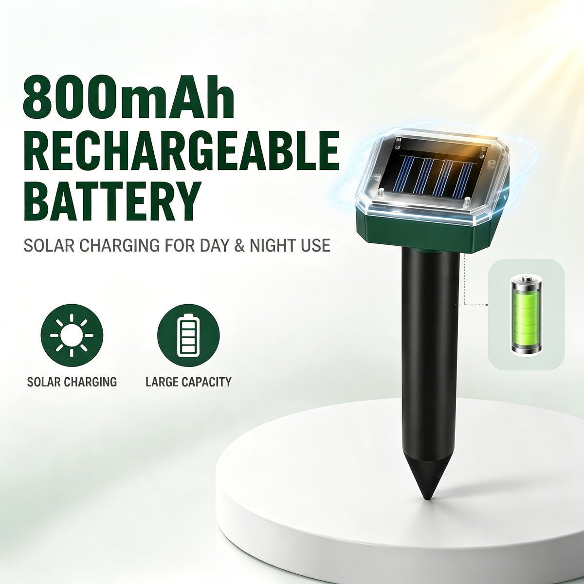 Solar Garden Rodent Repeller with Listed Sound and Vibration Functions, Outdoor Yard Deterrent in Round, Hexagonal and Multi-Pack Options for Lawn Care