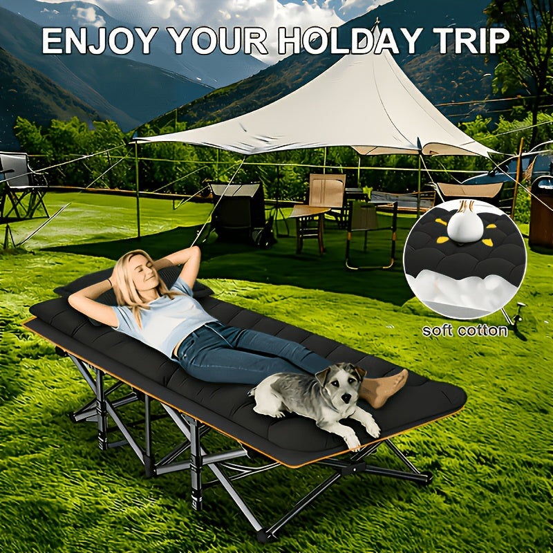 Portable Folding Camping Bed for Adult Guest Rest and Outdoor Trips, Black or Grey Model Labels with Listed 500, 600 or 700 lb Ratings and No Mattress Option