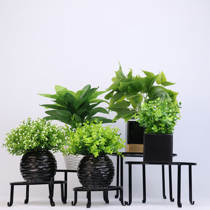 Round Metal Plant Stand Set with 3, 4 or 5-Piece Options, Circular Flower Pot Holders for Indoor Living Rooms, Balconies and Outdoor Courtyard Displays