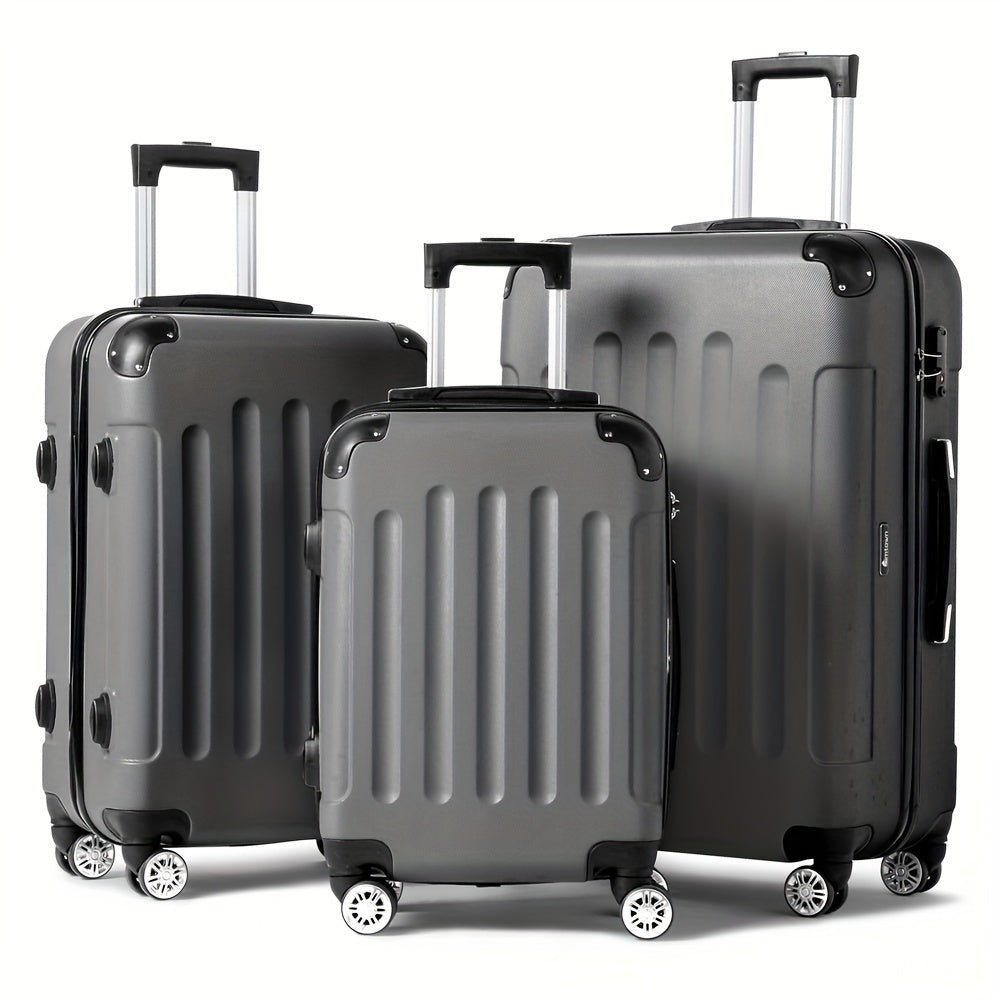 Spinner Luggage Set with ABS Hard Shell and Corner Protectors, Three 20, 24 and 28-Inch Travel Suitcases with 360-Degree Wheels in Multiple Colors