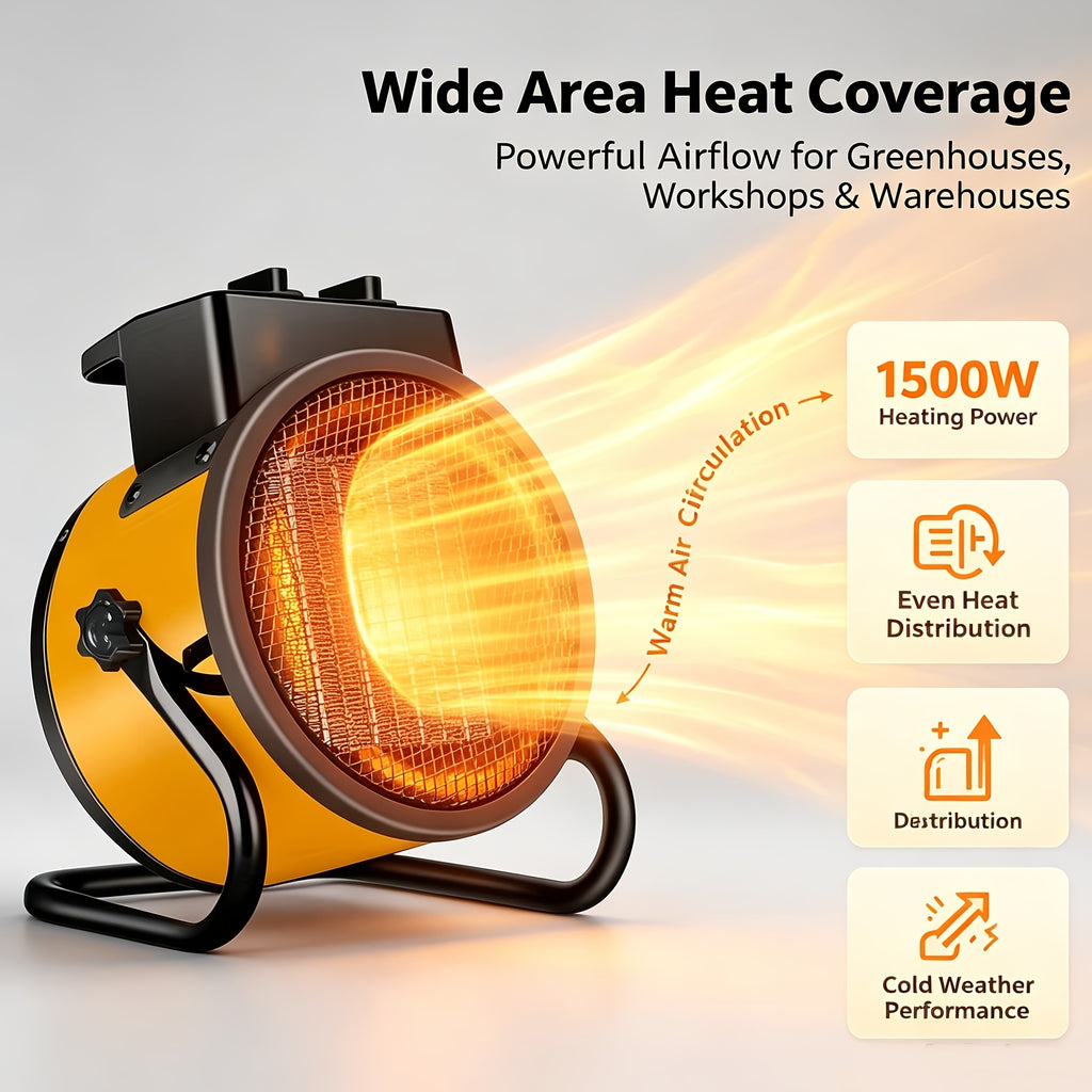 Portable PTC Ceramic Heater with Listed 1500W Heating and Overheat Protection, Black or Yellow Space Heater Options for Manufacturer-Approved Locations