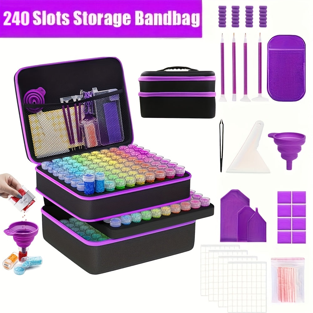 Portable Diamond Painting Storage Container with 30, 120 or 240 Slot Options, Diamond Art Drill and Bead Organizer for Adult Craft Supply Organization
