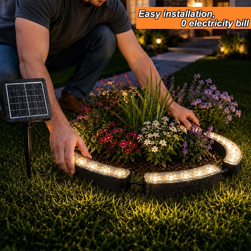 Solar Palm Tree Ring Light with Listed 24 LEDs and IP44 Wording, Single White Light, Warm Light or IPL Option for Garden, Patio and Backyard Ambient Decor