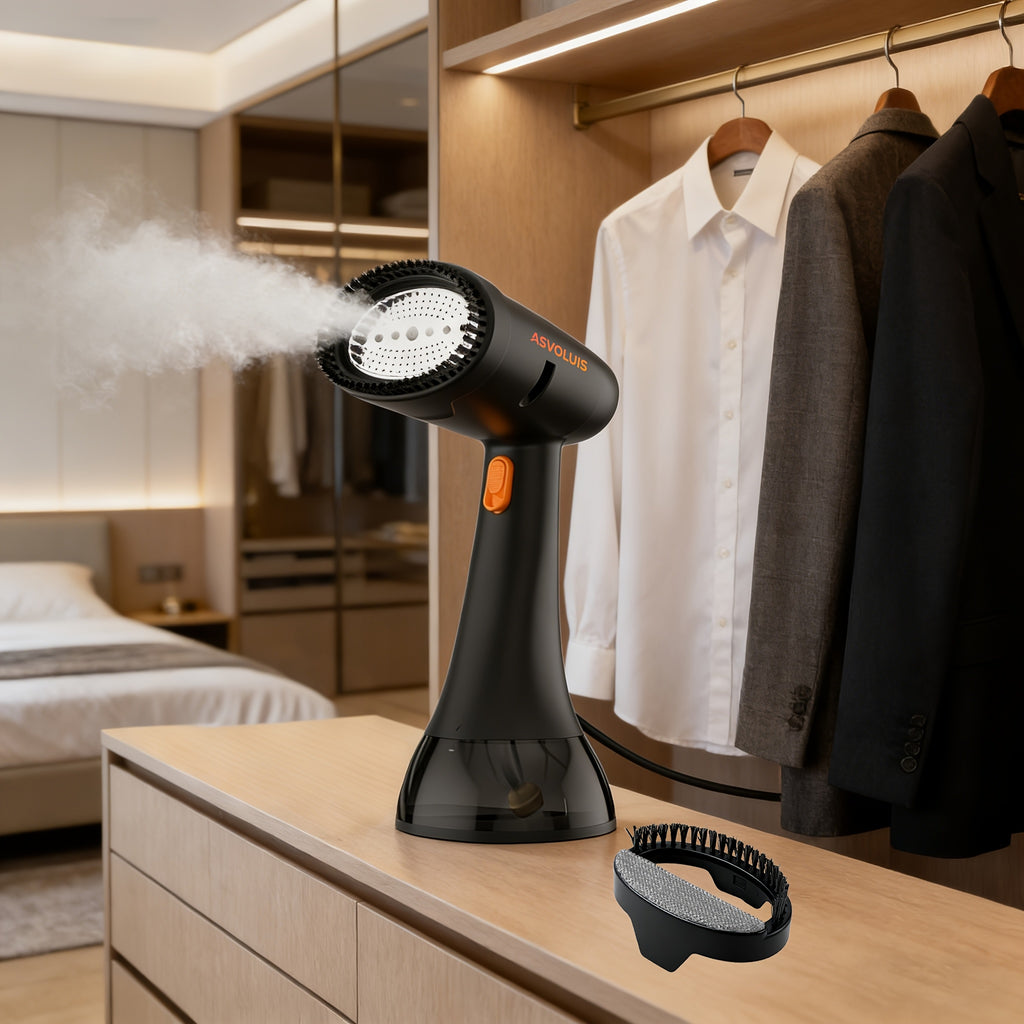 ASVOLUIS Handheld Garment Steamer for Clothing Care, Portable Steam Appliance in Seven Style Options with Select Brush and Gift Box Packages
