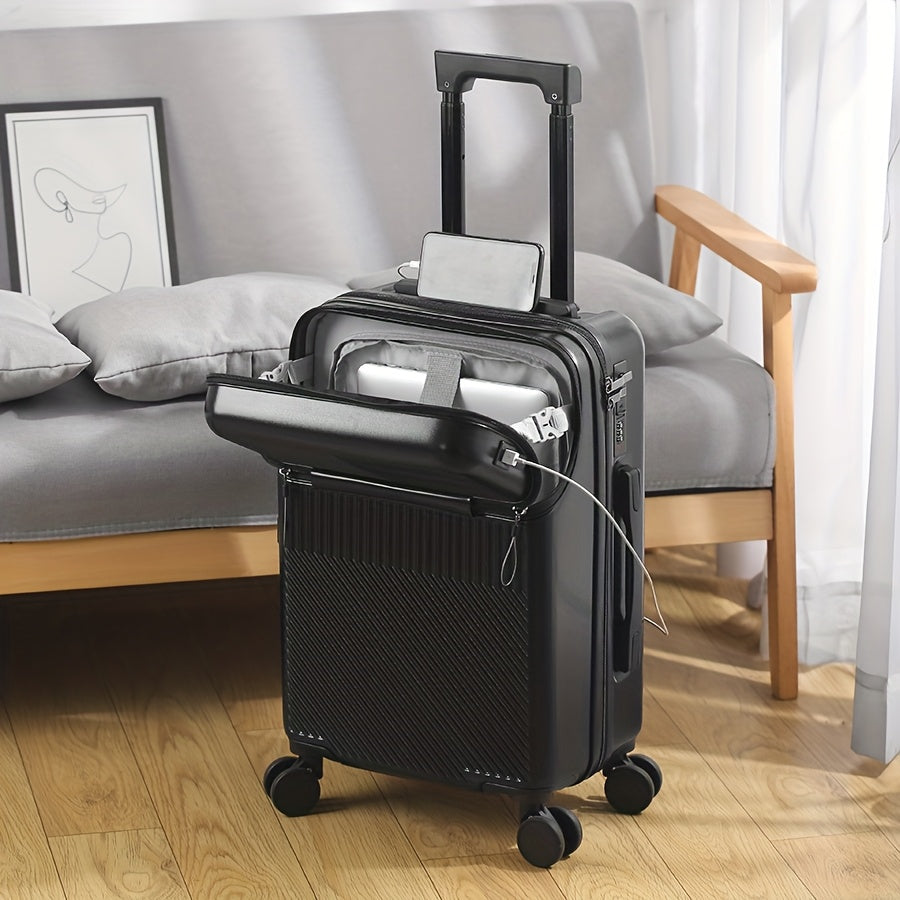 20-Inch Wheeled Suitcase with Listed Combination Lock, Single Travel Luggage Case in Red, White, Green, Grey or Black-1 for Weekend Getaways and Work Trips