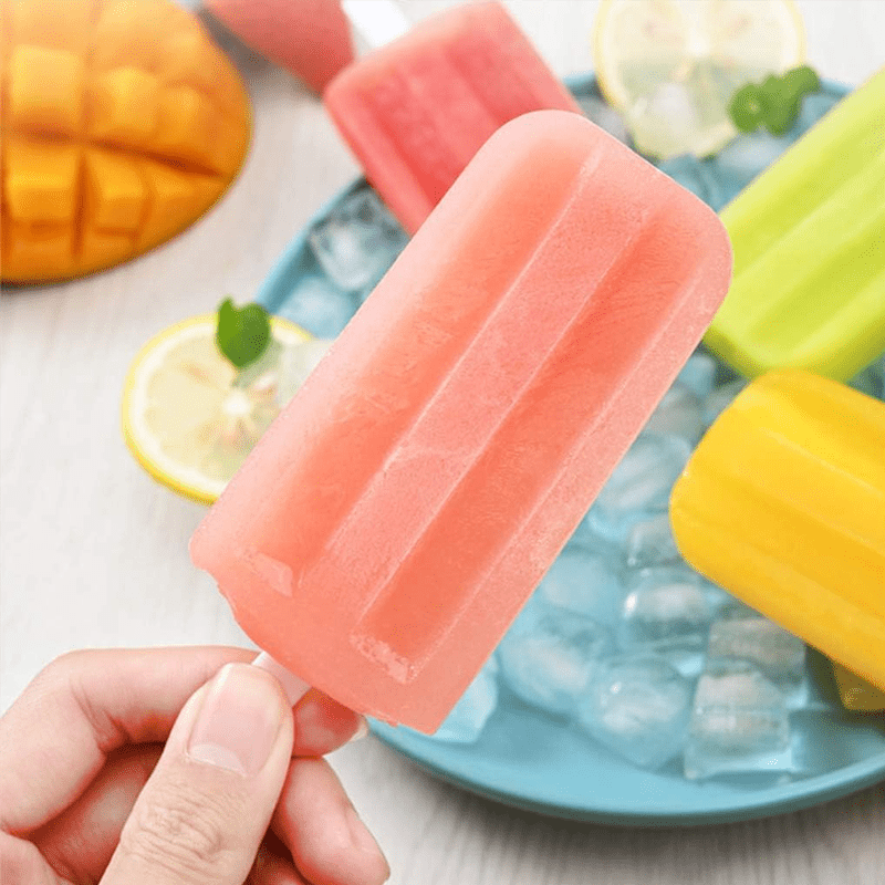 Popsicle Mold Tray with Four Listed Cavities and Lids, Plastic Homemade Ice Pop Maker with 1pc Option for DIY Summer Snacks and Frozen Dessert Preparation