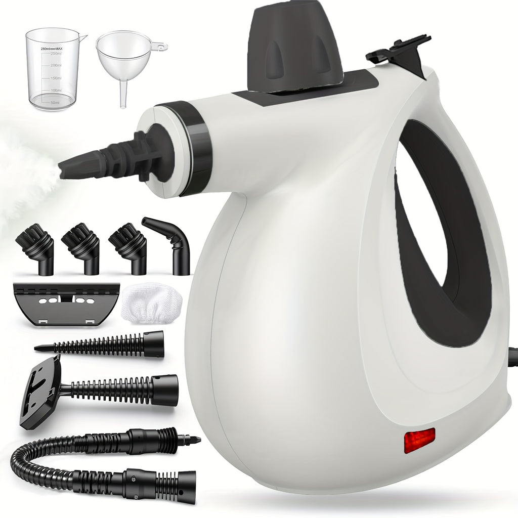 High Pressure Steam Cleaner HK004 in White, 1050W Handheld Cleaning Tool with 12 Accessories for Compatible Kitchen Surfaces, Bathroom Tile and Windows