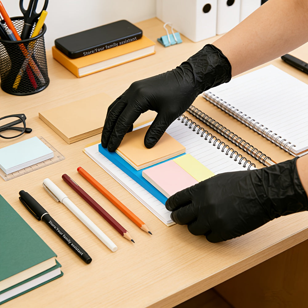 Composite Nitrile Disposable Gloves in Black, Household Cleaning Gloves with S, M, L and XL Sizes and 20, 40 or 99 Piece Pack Options for Kitchen Housework
