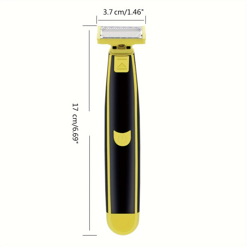 T-Blade Body Trimmer with USB Rechargeable 600mAh Battery for Men's and Women's Grooming, Yellow or Upgraded Version with Four Guide Combs