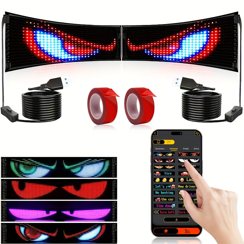 Demon Eye Programmable LED Sign Pair with Listed USB Power, Remote and Mobile App Control, Medium Display Set for Scrolling Text and Event Decorations