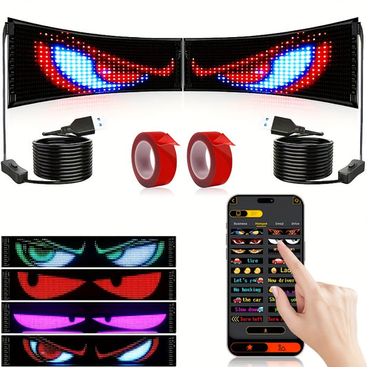 Demon Eye Programmable LED Sign Pair with Listed USB Power, Remote and Mobile App Control, Medium Display Set for Scrolling Text and Event Decorations