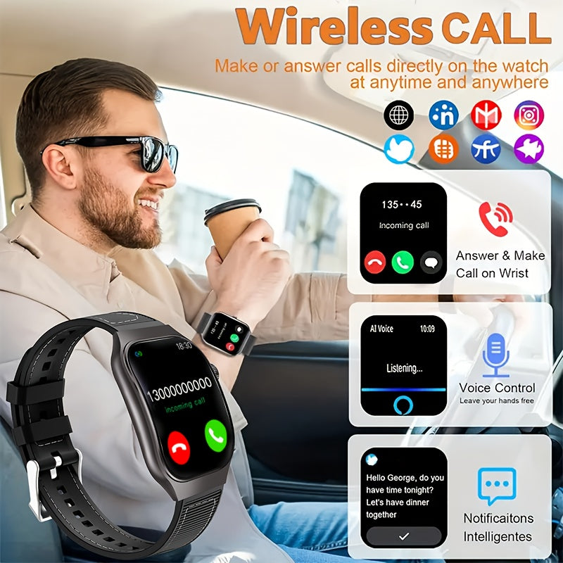 Curved OLED Calling Smartwatch with Listed 2.01-Inch Touchscreen, Voice Assistant, Mini Games and 100-Plus Sports Modes, Magnetic Charging and Four Color Choices