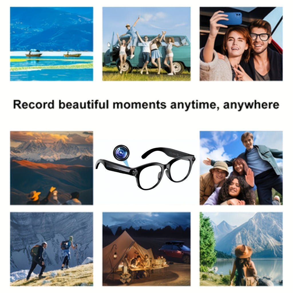 Photochromic Camera Glasses with 8MP Imaging, Stabilization, Photo Video and Audio Recording, AI Translation, Voice Control, Music and Dual Microphones