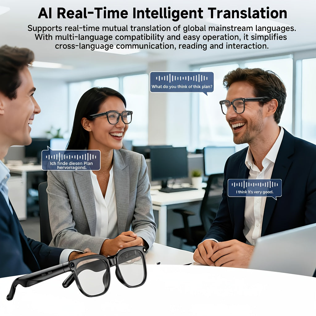 M08S-AI and M02S-AI Camera Smart Glasses with Listed Video and Audio Recording, Translation, Voice Assistant, Object Recognition, Music and Calling Features