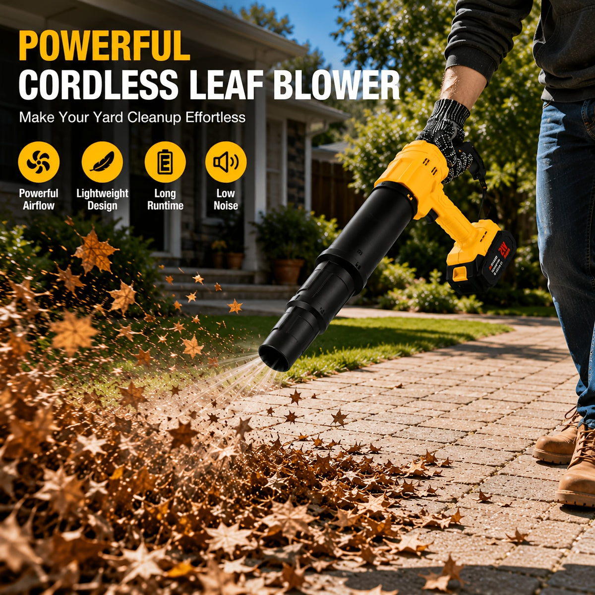 Variable-Speed Cordless Leaf Blower with Listed Six Settings and Extension Nozzle, Black Two-Battery or Green One-Battery Gift-Labeled Options for Yard Cleanup