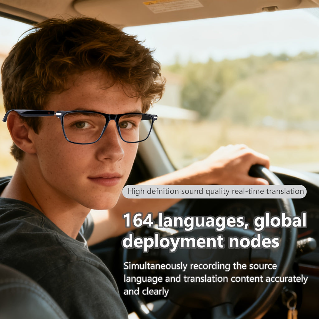 160 Language Translation Smart Glasses, AI Audio Glasses with ChatGPT, HD Calls & HiFi Music, Built-in Mic & Speaker, Photochromic Lenses, Real-Time Translator Eyewear for Travel, Meetings, Men & Women