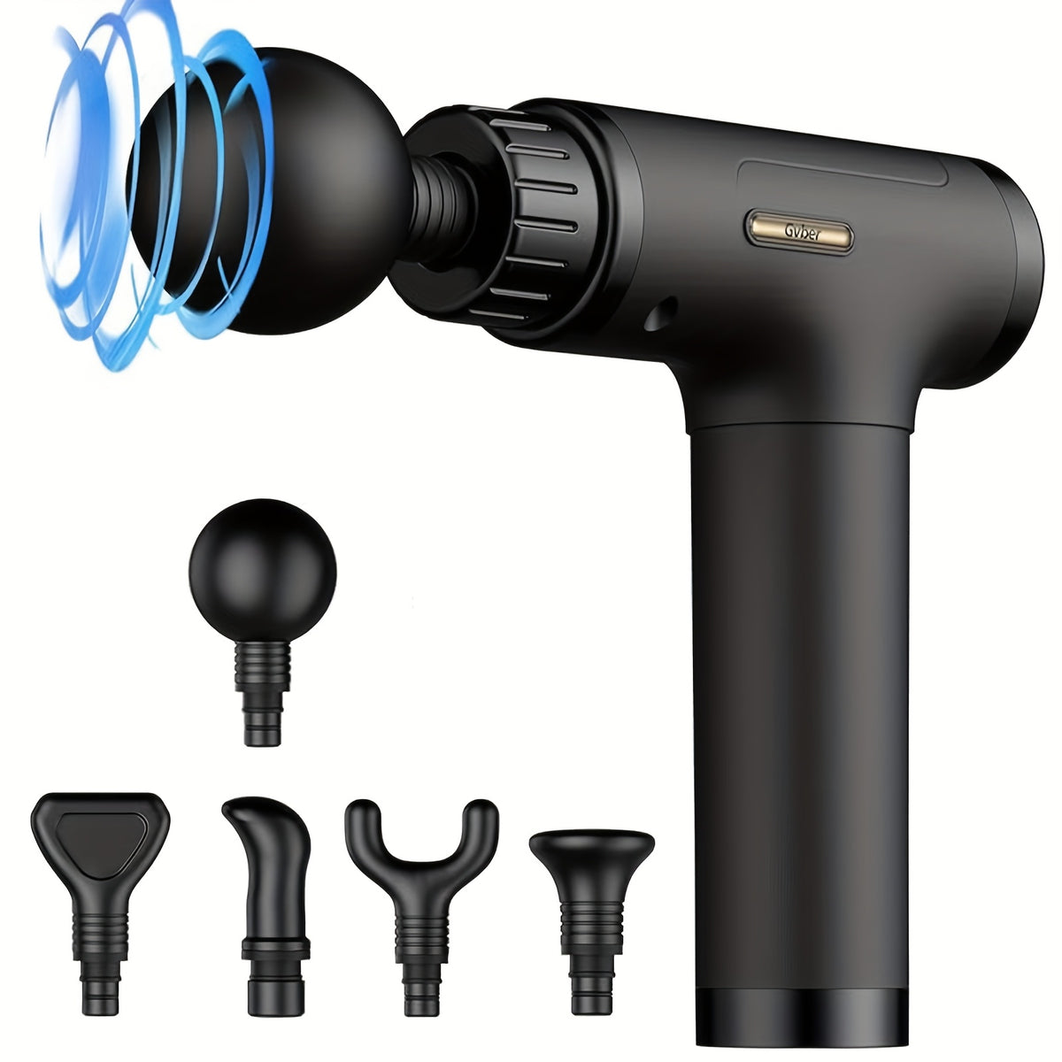 Rechargeable Percussion Massage Gun with 6 Massage Heads, LED Speed and Battery Display, Ergonomic Handheld Design and USB Charging Cable for Home and Gym