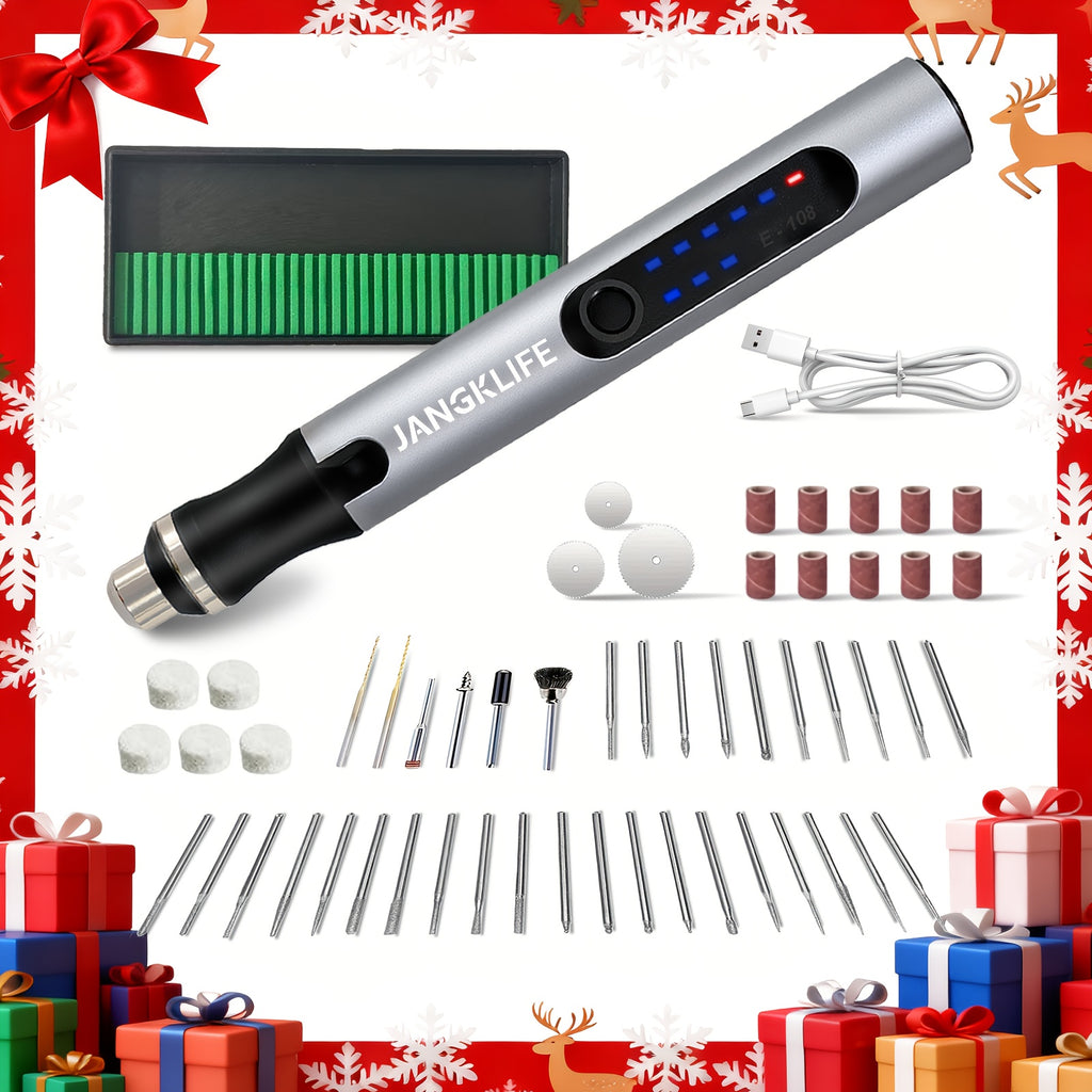 Cordless Rotary Engraving Pen with Adjustable Speed, Rechargeable Battery and 2.35mm Chuck, Silvery Compact Tool for Small Wood Crafts, Sanding and Polishing