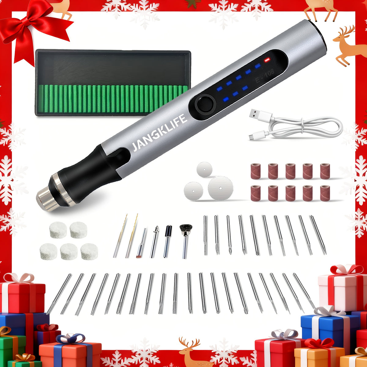 Cordless Rotary Engraving Pen with Adjustable Speed, Rechargeable Battery and 2.35mm Chuck, Silvery Compact Tool for Small Wood Crafts, Sanding and Polishing