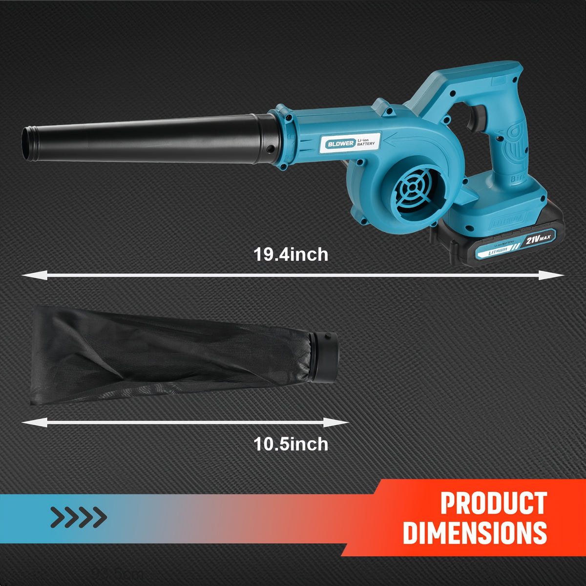 Handheld Leaf Blower and Vacuum 2-in-1 Cordless Cleanup Tool, Listed 21V Blue Model with One- or Two-Battery Kit Options for Yard Leaves and Surface Dust