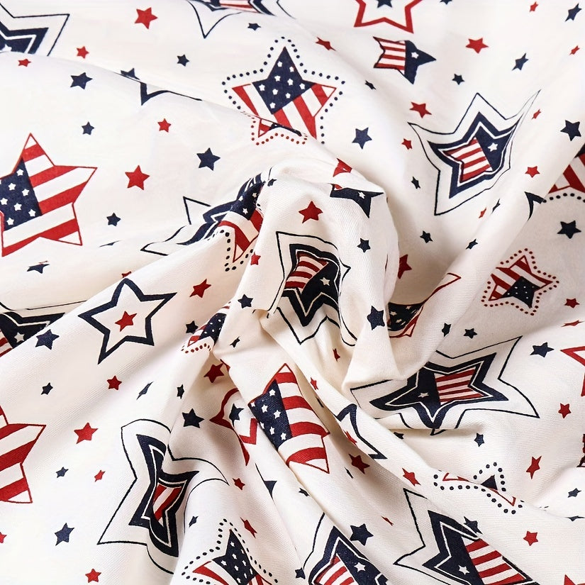 Patriotic Quilting Fabric Squares, 7-Piece Cotton Bundle with American Flag Stars and Stripes, 19.6-Inch Precuts for Sewing, Patchwork and July 4th Crafts