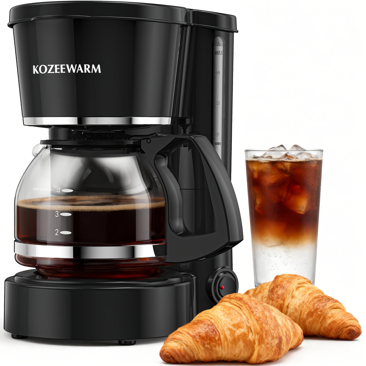 Drip Coffee Maker 12-Cup, One-Touch Coffee Machine with Reusable Filter, No-Disassembly Easy Clean, Brew for Home, Office, Kitchen, All-Day Coffee, Black