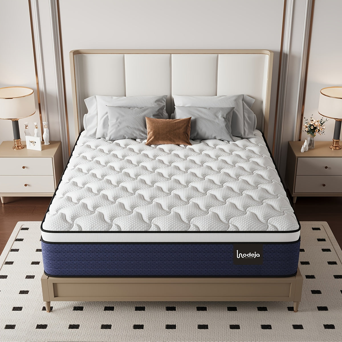 Memory Foam Hybrid Mattress by LODEIJA with Listed Pocket Springs and Medium Firm Feel, 8, 10, 12 or 14 Inch Model Labels with Twin, Full, Queen and King Size Options
