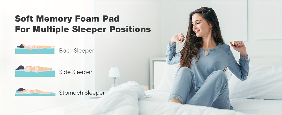 Gel Memory Foam Mattress Topper in Blue with 2-Inch or 3-Inch Thickness Options, Soft Bedding Layer for Compatible Beds, Sleeper Sofas and RV Mattresses