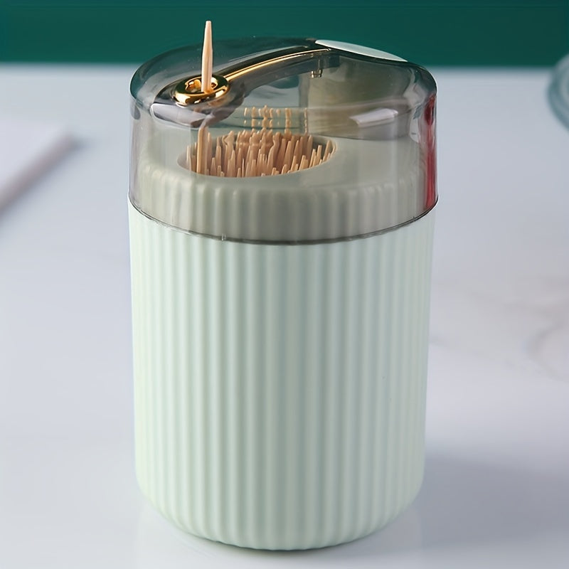 Press-Type Toothpick Dispenser for Kitchen Counters and Dining Tables, Household Storage Holder in Green, Beige, Dark Green or Red, Holder Only Without Toothpicks