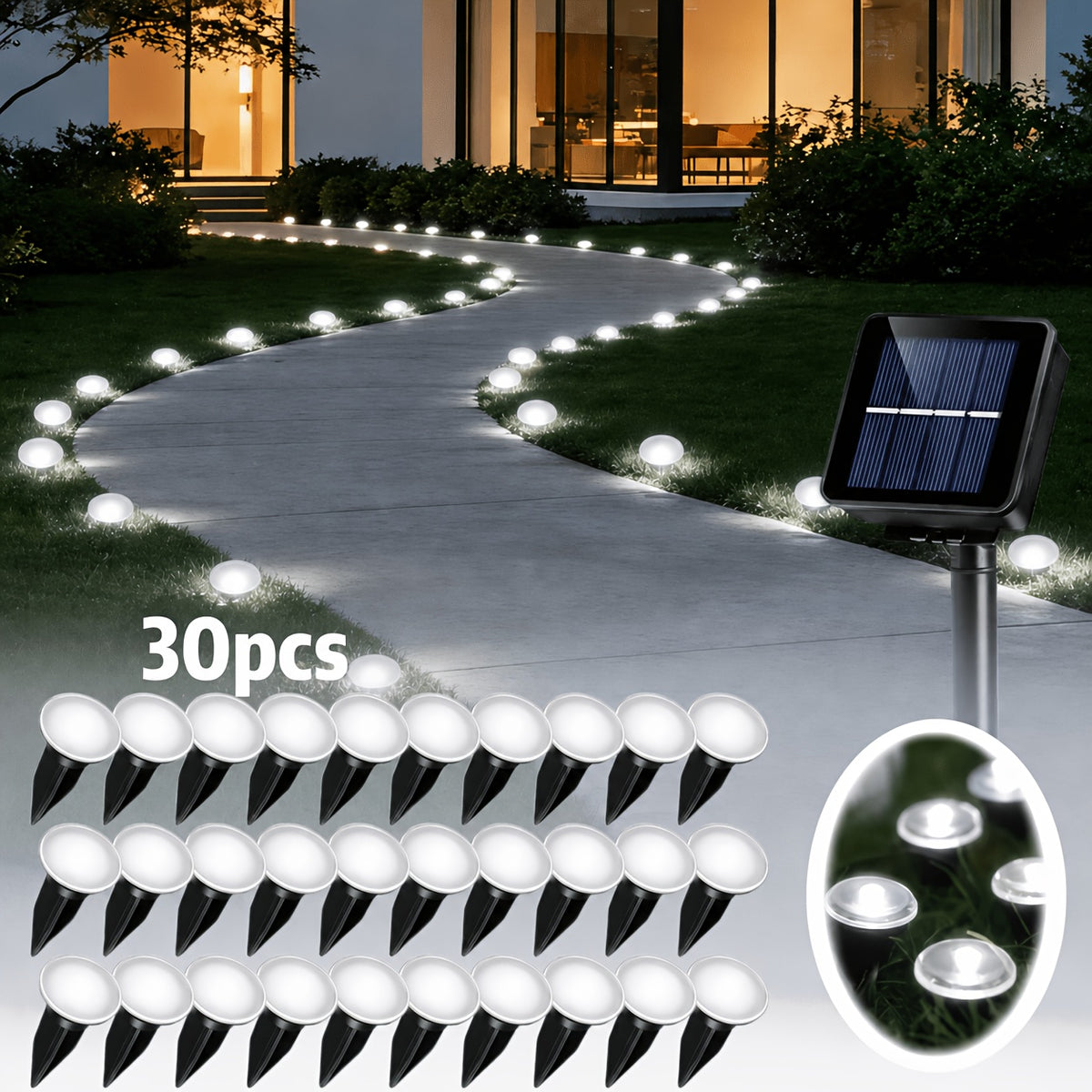 Solar Garden Stake Lights with Six Separate Color Options, Listed 30 LEDs and IP66 Rating for Decorative Lawn Borders, Outdoor Gatherings and Holiday Displays