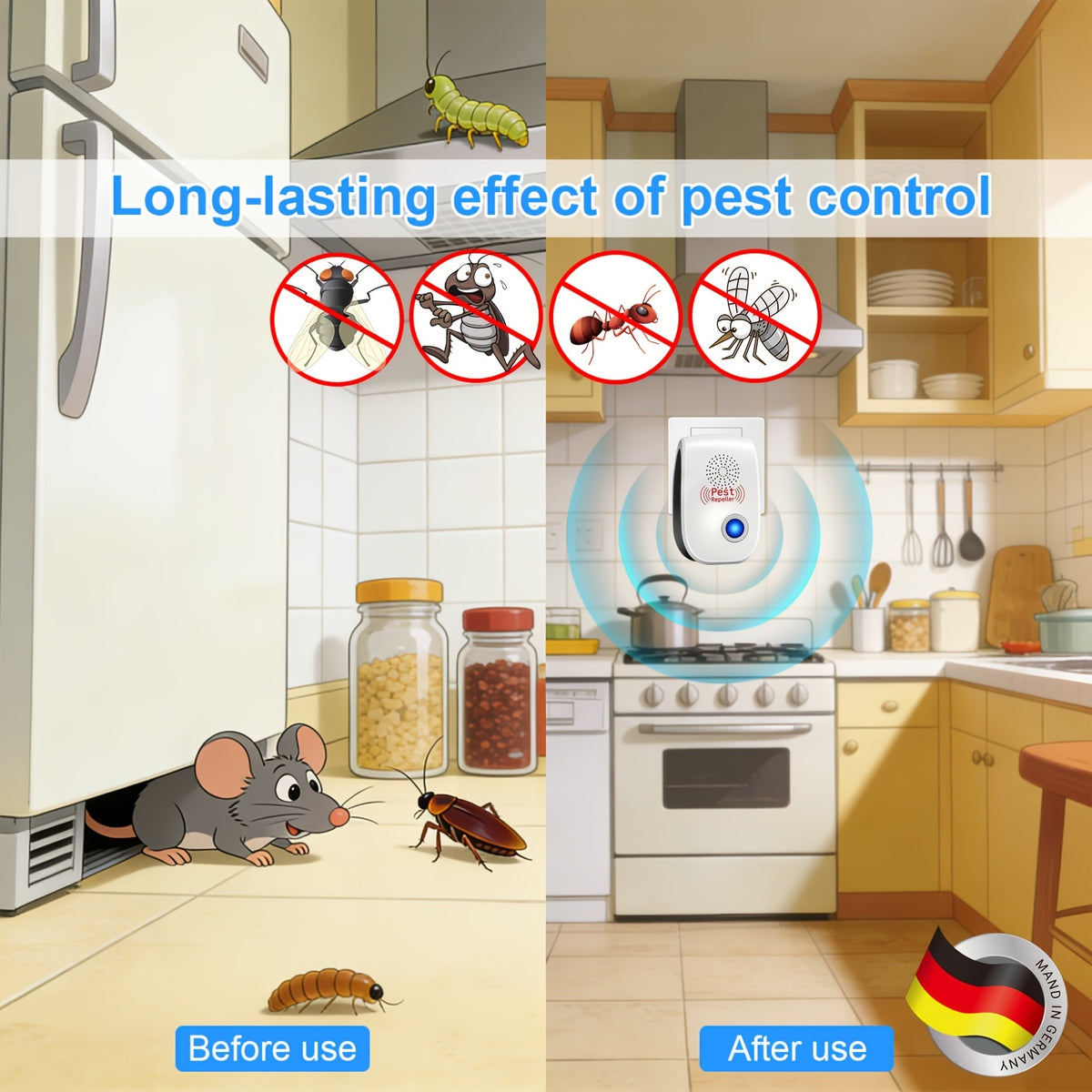 Plug-In Pest and Mouse Repellent Six-Pack with Listed Dual Speakers and Variable-Frequency Soundwave Technology, No Batteries Required for Home Placement