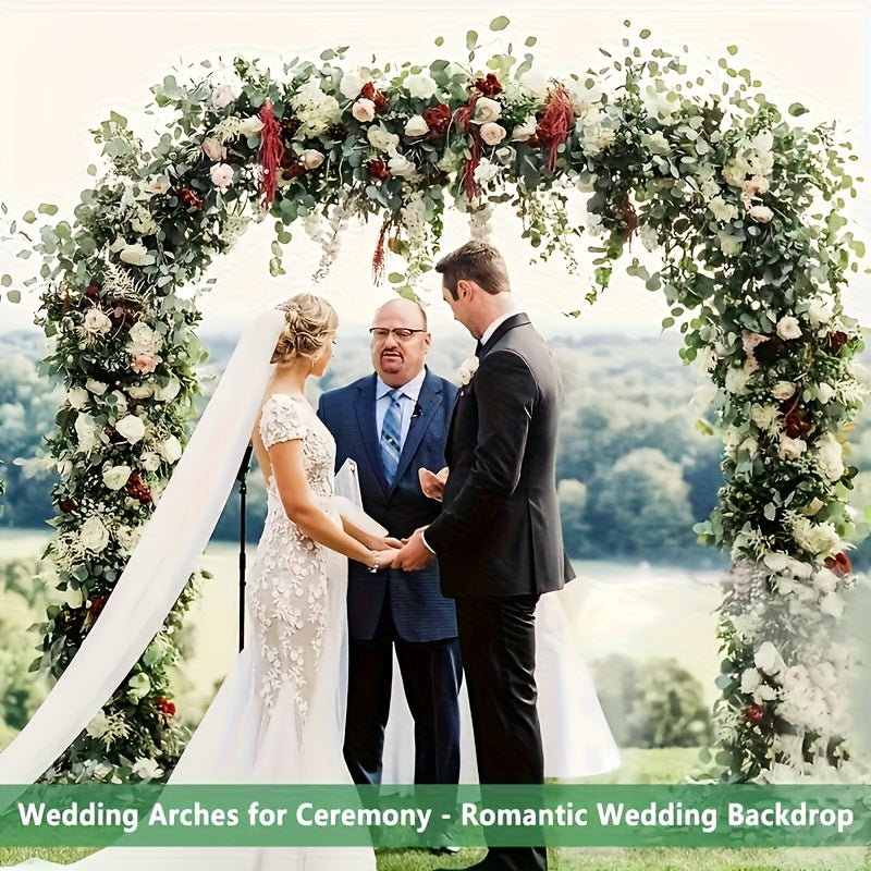 Garden Arbor Arch for Climbing Plants, Metal Wedding Trellis with Two Assembly Size Configurations, White or Black with Base and Black without Base Options