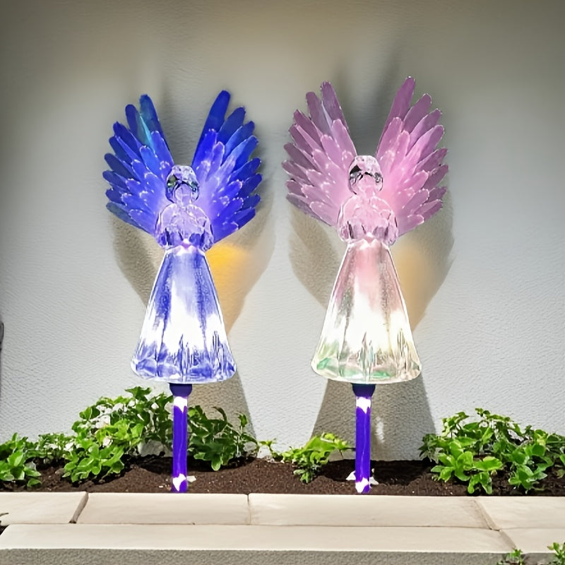 Solar Angel Garden Lights in Listed Two- or Four-Piece Options, Outdoor Decorative Lighting for Yard and Patio Displays, Housewarming and Seasonal Gift Ideas