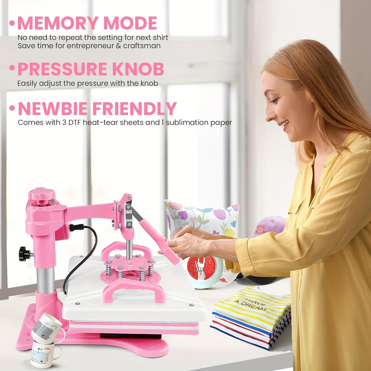 Combo Heat Press Machine with 5-in-1 or 8-in-1 Attachment Sets, 15x15 and 15x12 Inch Options or 12x10 Inch Textile-Only Press for DIY Customization