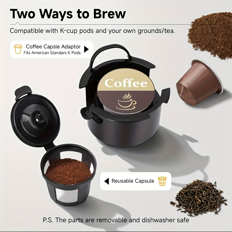 3-in-1 Coffee and Tea Maker for K-Cup Pods and Ground Coffee, Compact Single-Serve Brewer with Water Reservoir for Home Kitchens and Offices