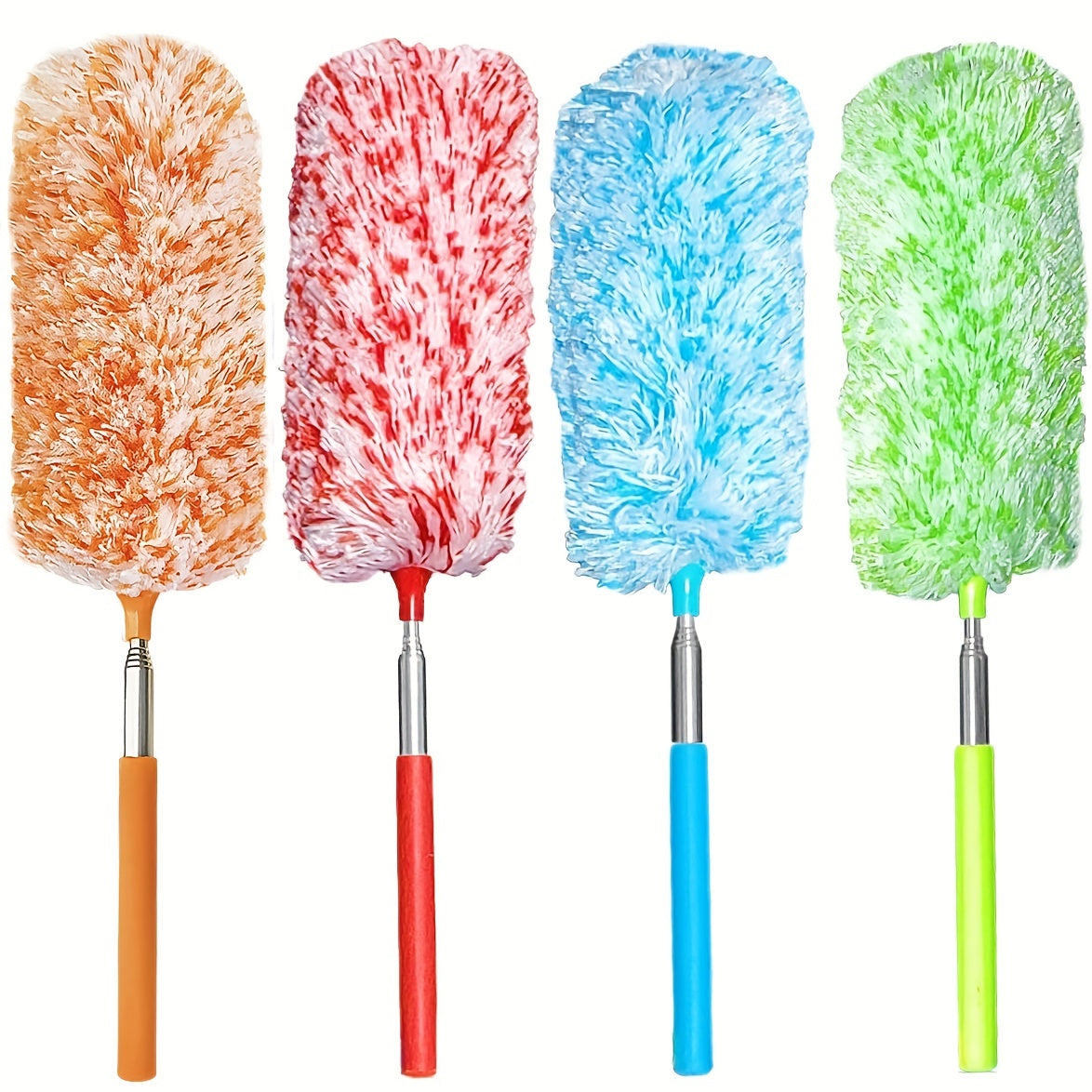 Extendable Microfiber Duster in Red, Washable Reusable Dusting Tool with Adjustable Reach for Everyday Home, Office, Car and Appliance Exterior Cleaning