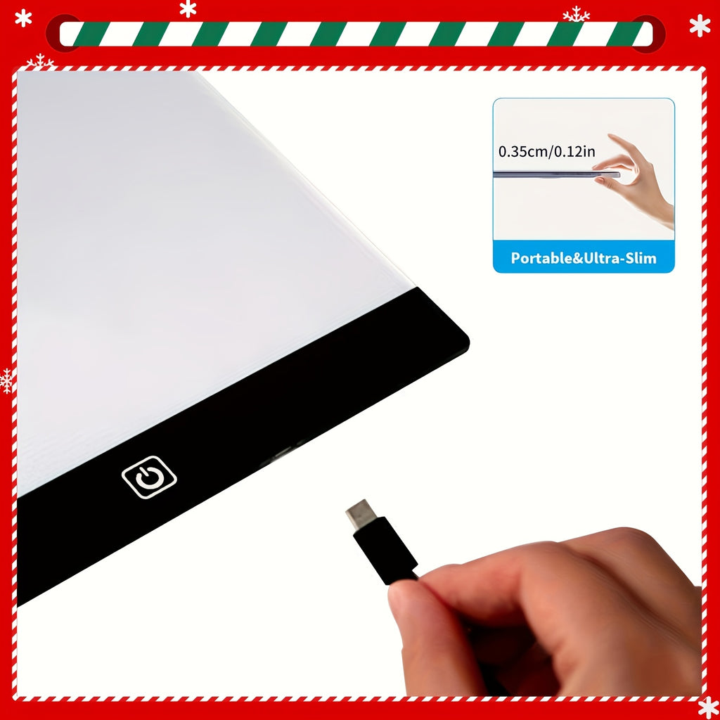 Touch Control A2 LED Tracing Light Box with Three-Level Brightness Adjustment, USB-Powered Thin Light Pad in Black or Blue for Diamond Painting, Sketching and Paper Crafts