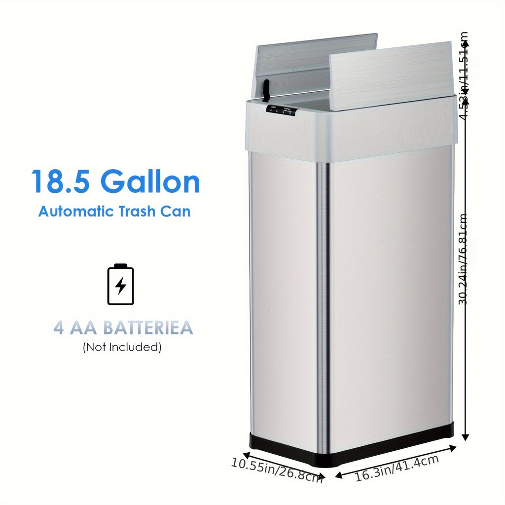 Large Capacity Motion Sensor Trash Can with Automatic Lid, 13.21 to 21.13 Gallon Model Options with Single or Wing Opening for Kitchen and Household Waste