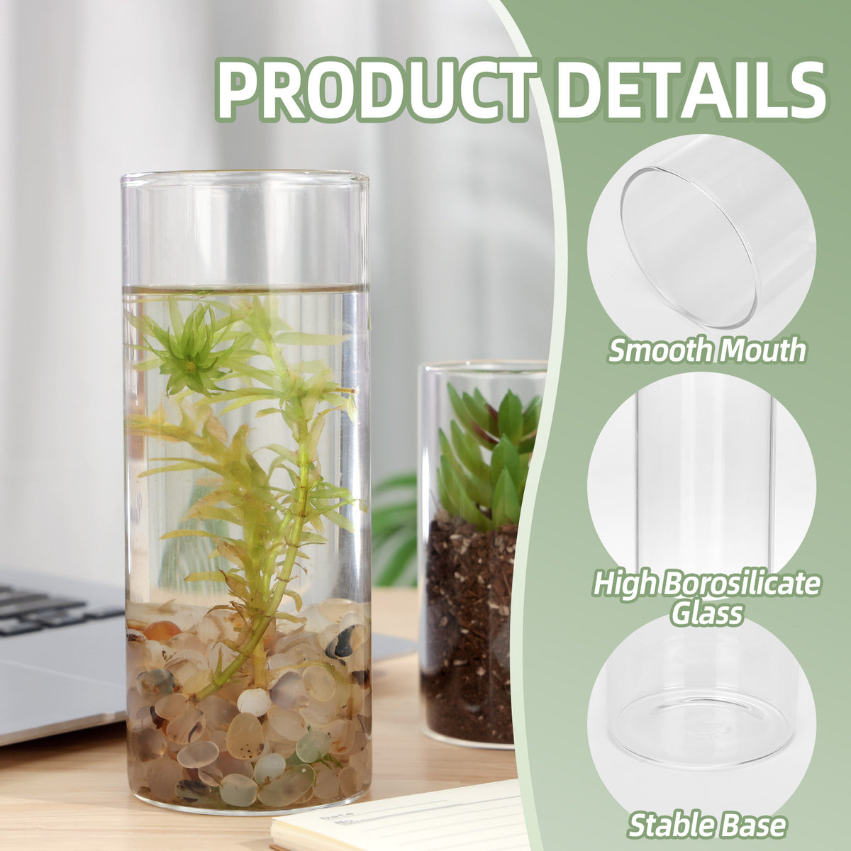 Glass Cylinder Vase Set, 15 Clear Round Vases in Five Heights from 4 to 11.8 Inches for Layered Wedding Centerpieces, Flower Arrangements and Home Table Decor