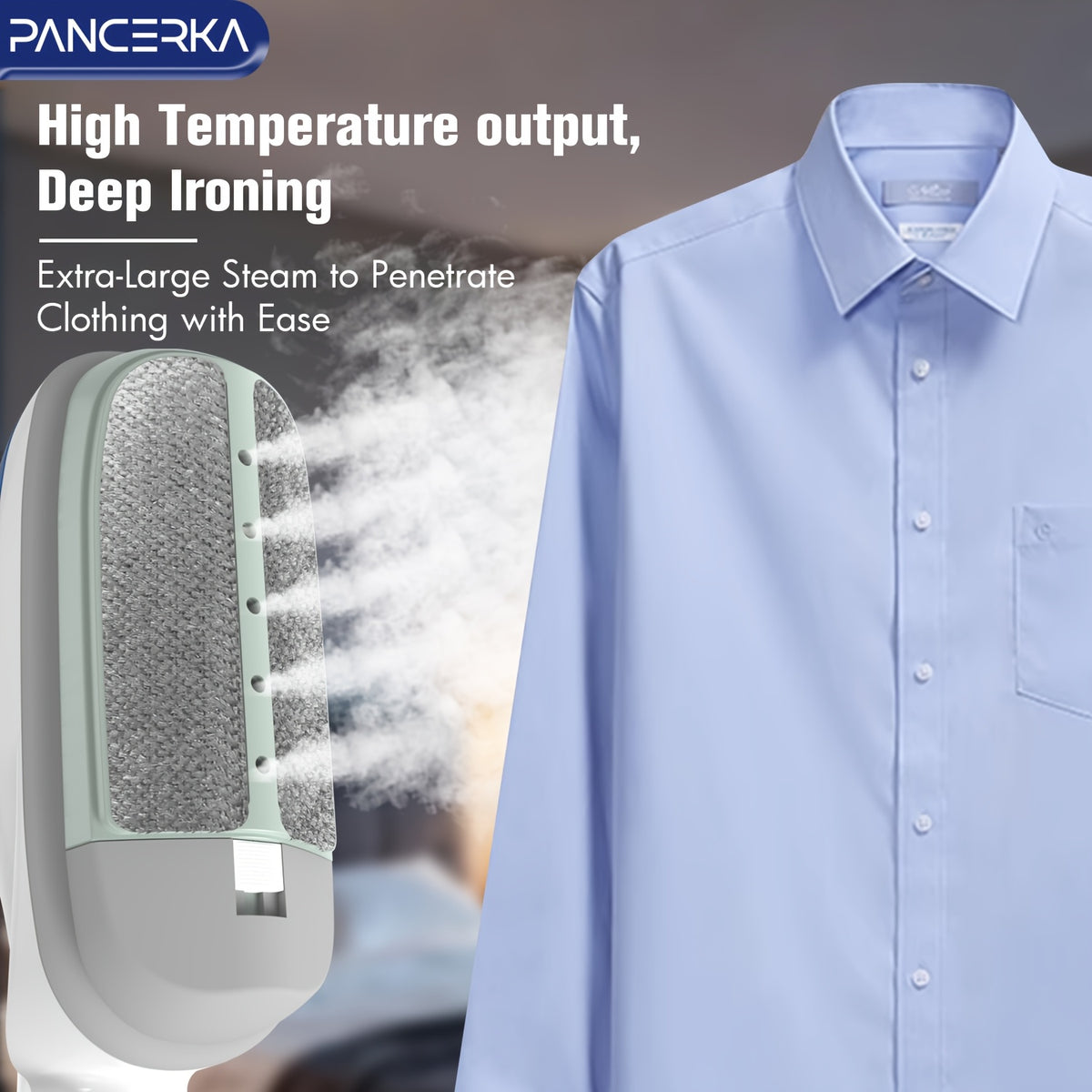 PANCERKA Portable Steam Iron for Clothes with Listed 25-Second Heat-Up, Horizontal and Vertical Steaming and Dry Ironing in Blue or Green