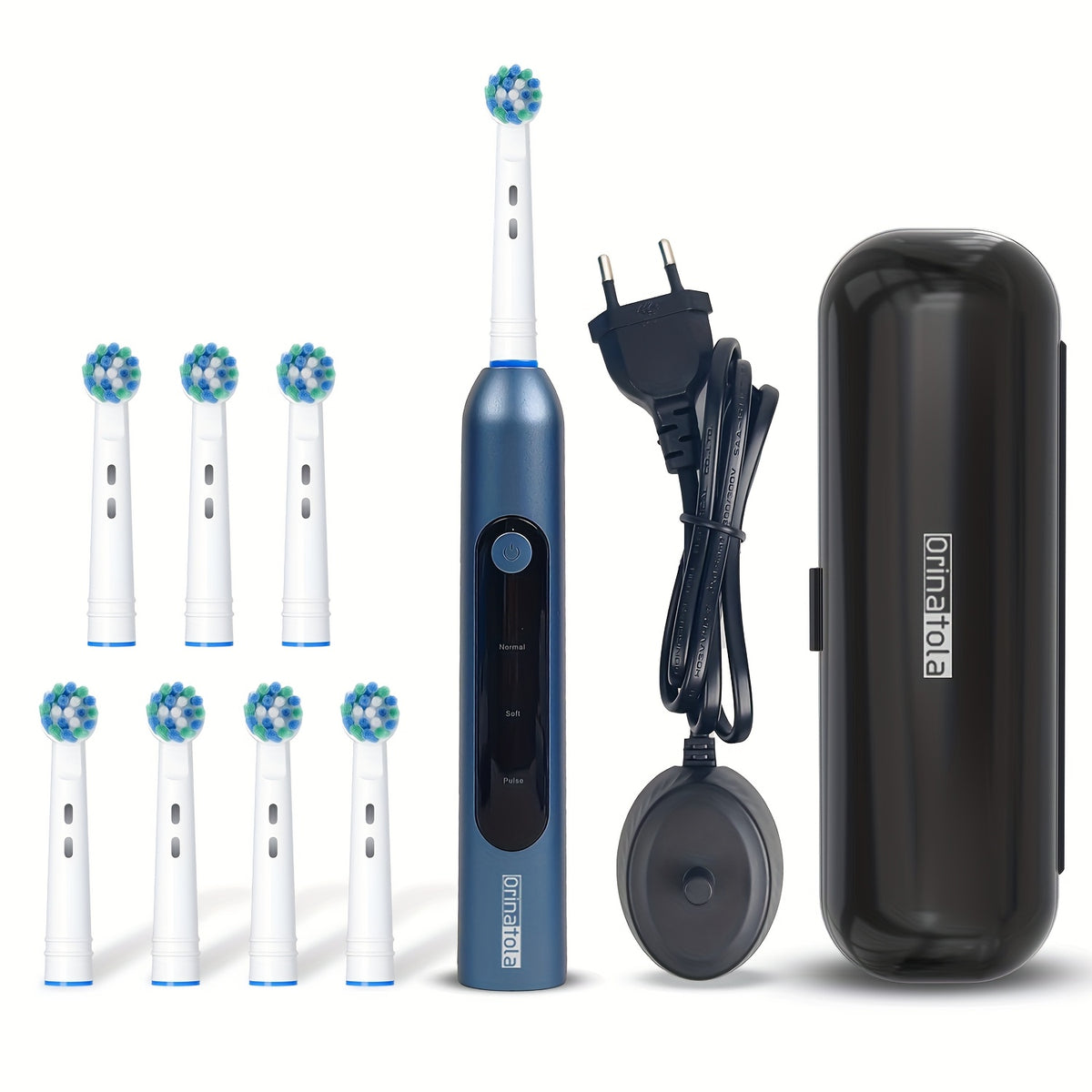 Rotating Electric Toothbrush with 8 Replacement Heads, Wireless Induction Charging, 3 Cleaning Modes, IPX7 Waterproof, Round-Head Oscillating Brush for Oral Care, Gift for Family & Parents