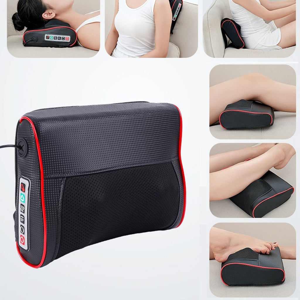 Neck and Back Massage Pillow with Electric Kneading, Rose Red or Black Upgrade Options for Adult Personal Relaxation and Thoughtful Gift Giving