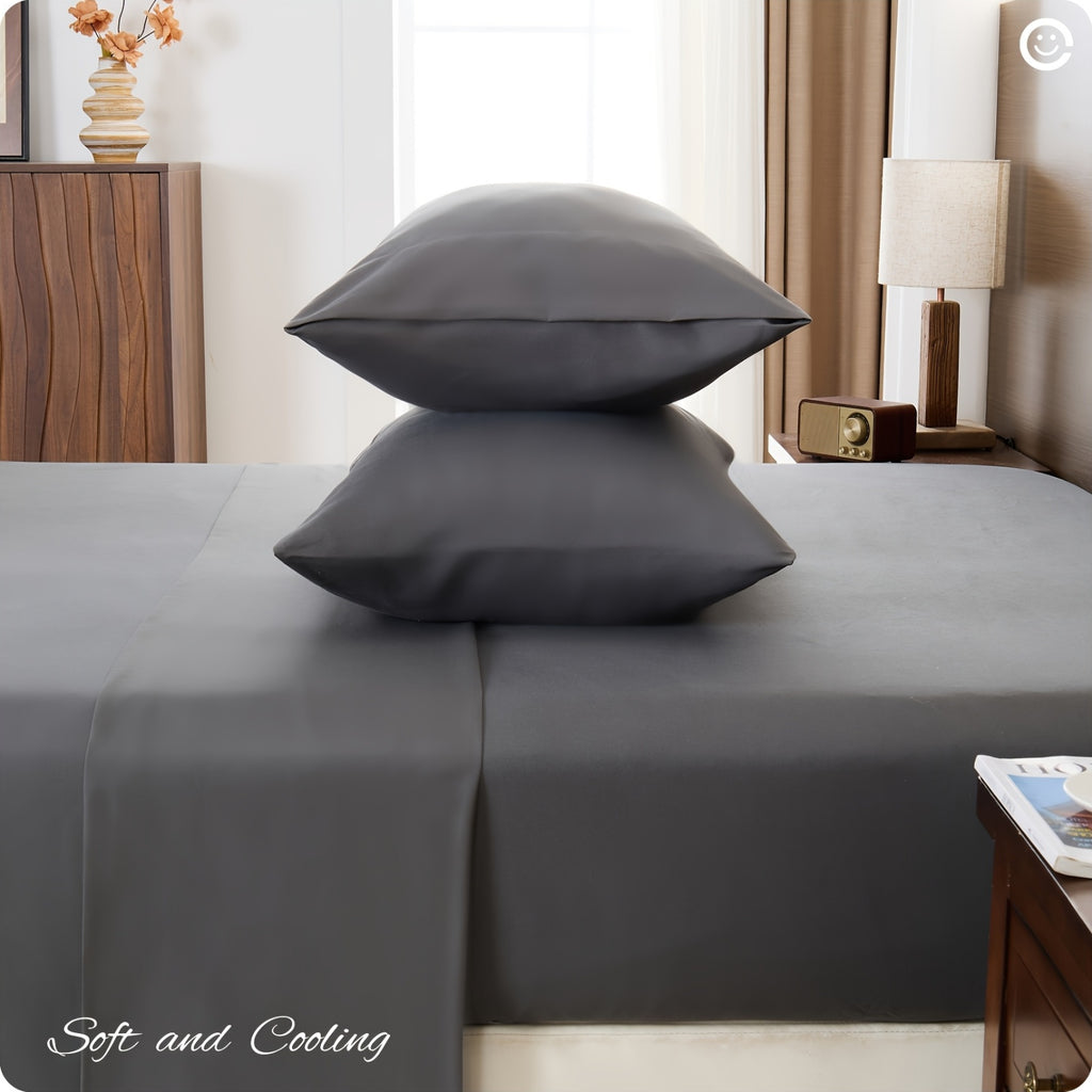 Four-Piece Cooling Sheet Set with Listed Extra Deep Pockets, Soft Wrinkle-Resistant Bedding in Twin, Full, Queen, King and California King Size Options