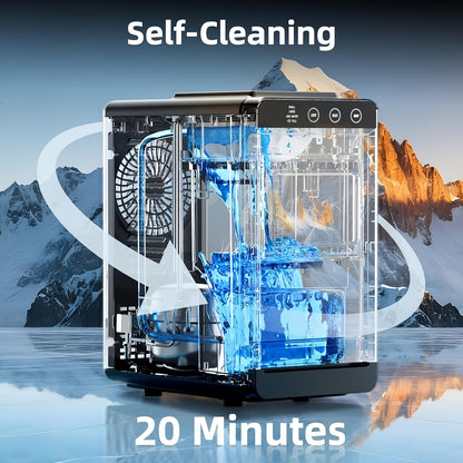 Selectable-Size Countertop Ice Maker with 26lb Daily Output Reference, Self-Cleaning Function, Interior Light, Basket and Scoop in White, Grey or Black-1
