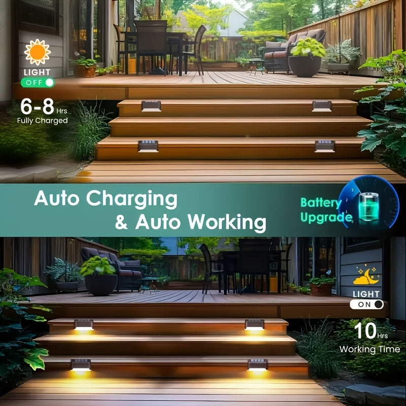 Solar LED Deck Light Multipack with Automatic On-Off, 32 or 64 Piece Options in Black, White or Brown for Patio, Fence, Outdoor Stair and Garden Decoration
