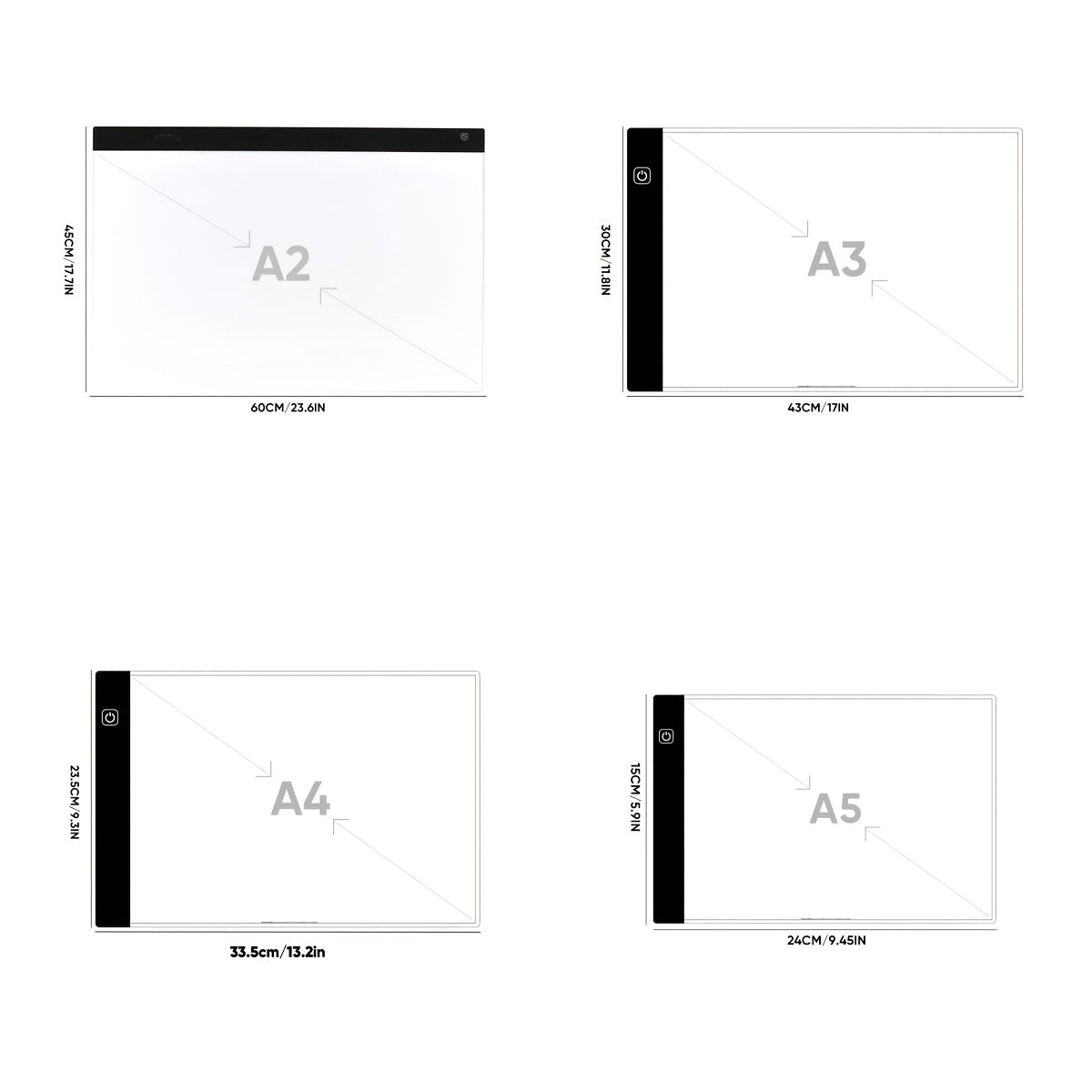Saker LED Tracing Light Pad, Stepless Dimmable Copy Board in A2, A3, A4 or A5 Sizes with Power Cord for Drawing, Calligraphy and Diamond Painting