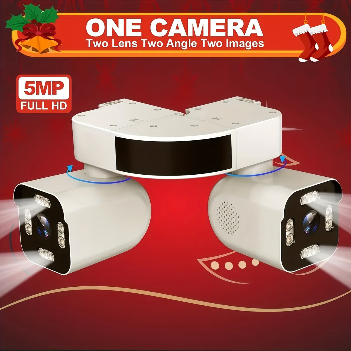 10X Zoom Security Camera with 5MP Dual Lenses, 355° PTZ, 2.4GHz WiFi, Color Night Vision, Two-Way Audio and Motion Tracking for Outdoor Home Monitoring