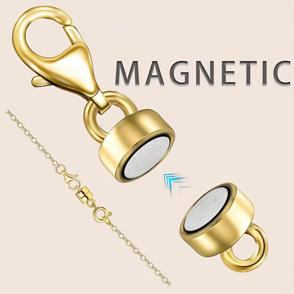 Lobster Clasp Magnetic Necklace Converters for Compatible Bracelet and Necklace Chains, Golden and Silvery Closure Options for Jewelry Customization and Gifts
